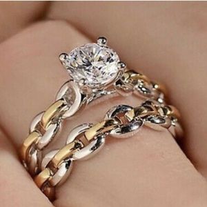 New Sterling silver two tone diamond 💍 ring